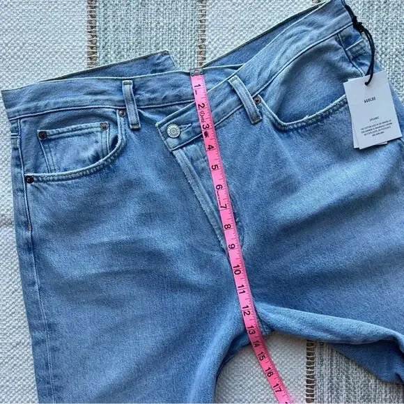 Agolde Criss Cross Dimension Blue Straight Leg High Rise Jeans Women’s Size 32 - Picture 6 of 10